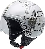 NZI Zeta Grafik Offenes Gesicht Motorradhelm, Glanz W-Vespa Turia, Größe XS