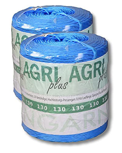 AGRI plus 1 Doppelpack Pressengarn/Erntegarn (18 kg - Für Quaderballen 130 m/kg, Blau)