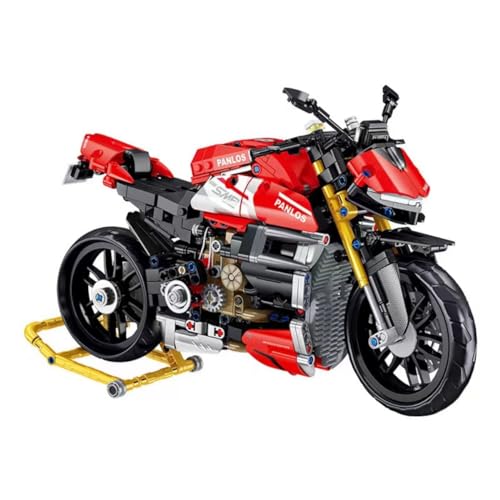 Technik Motorrad für Streetfighter V4 SP, 981 Teile Technik Rennen Motorrad Bausteine Bauset, MOC Klemmbausteine Supermotorrad Modell für Kinder Erwachsene, Kompatibel mit Lego (672006)