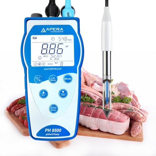 Apera Instruments PH8500-MT pH-Messgerät für Fleisch und Fisch mit GLP-Speicherfunktion und Datenausgabe (pH-Messbereich: 0 bis 14,00)