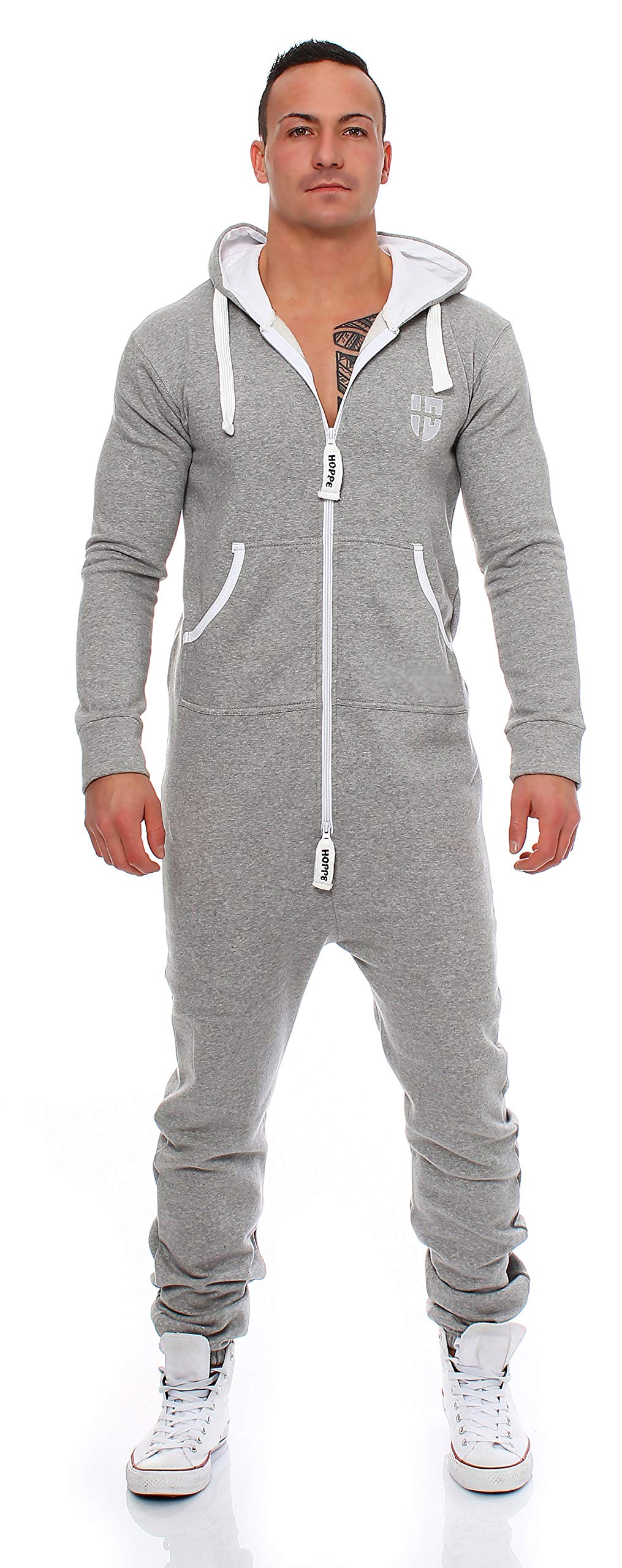 Gennadi Hoppe Herren Jumpsuit Onesie Jogger Einteiler Overall Slim Fit H6188 h-grau M.