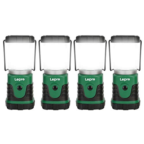 Lepro LED Campinglampe, Mini Camping Laterne, 350LM, 4 Lichtmodi, 3 AA Batterie batteriebetriebene Suchscheinwerfer Camping Lampen mit Bügel & Haken, Batterie nicht enthalten, 4 Pack