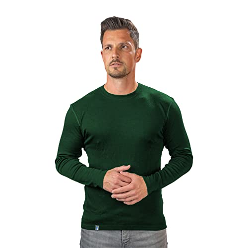 Alpin Loacker Merino Langarmshirt Herren 230g/m - Das Premium Merinowolle Longsleeve Shirt aus 100% Wolle, Thermounterwäsche, Funktionsshirt, Wandershirt, Unterhemd (Grün, L)