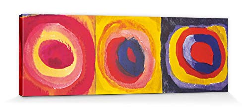 1art1 Wassily Kandinsky - Farbstudie, Quadrate Mit Konzentrischen Ringen, 1913 Poster Leinwandbild Auf Keilrahmen 90 x 30 cm