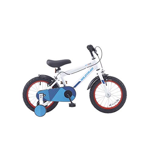 Wildtrak - 14 Zoll Fahrrad für Kinder von 3-5 Jahren mit Stützrädern – Weiß/Blau