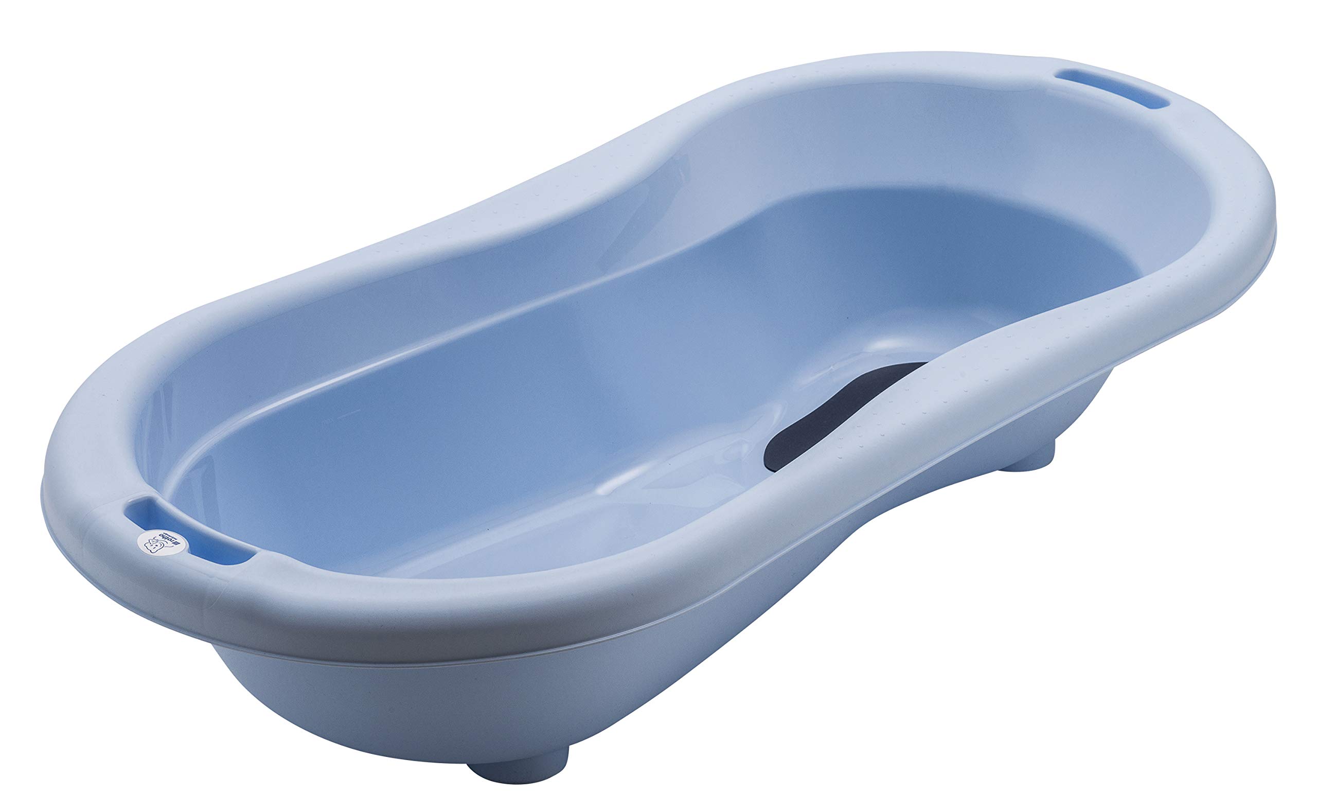 Rotho Babydesign TOP Xtra Große Badewanne, Mit 2 Antirutschmatten und Ablaufstöpsel, Ideal für 2 Kinder, 0-36 Monate, Sky Blue (Hellblau), 20500 0289