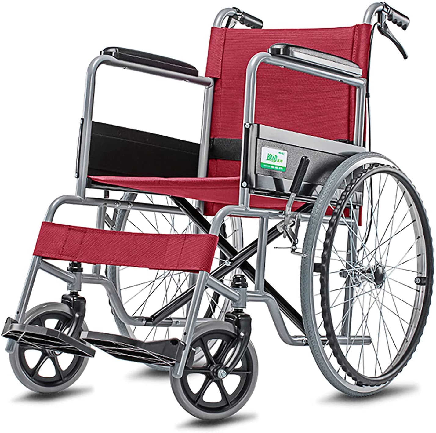 Zusammenklappbarer tragbarer Rollstuhl, einfach zu montierender und verstellbarer zusammenklappbarer manueller Rollstuhl für ältere und behinderte Menschen