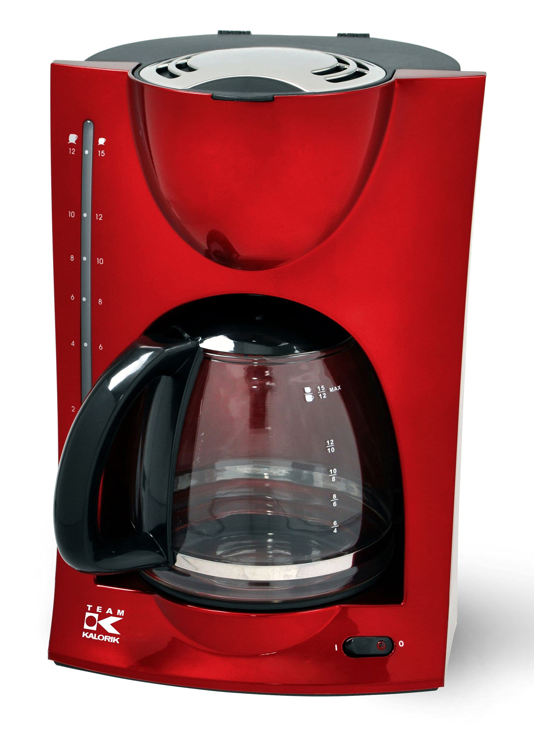 Kalorik Filter-Kaffeemaschine, 1,5 l Fassungsvermögen, Glaskanne, Für bis zu 12 Tassen, 900 W, Rot, TKG KA 1050 R, Metallic-rot*11427