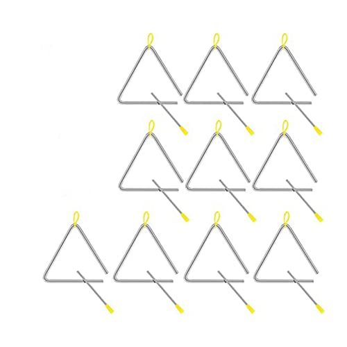 Melitt 10-Teiliges Musikalisches Dreieck-Schlaginstrument Aus, Dreieck-Handschlagdreieck für Kinder und Erwachsene (6)