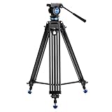 Benro KH25P Video Tripod with Head, 5kg Payload, Continuous Pan Drag, Anti-Rotation Camera Plate, max Height 73.5cm