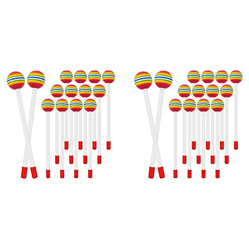 Niniang 28-teiliges Set Lollipop Trommelschlösser, rund, Regenbogen, Hammer, Percussion, Stöcke aus Kunststoff, für Kinder, Schlägel