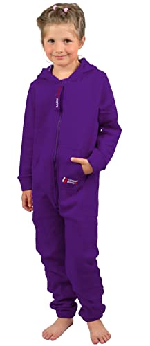 Gennadi Hoppe Kinder Jumpsuit - Jungen, Mädchen Onesie Jogger Einteiler Overall Jogging Anzug Trainingsanzug H8403 lila 158-164