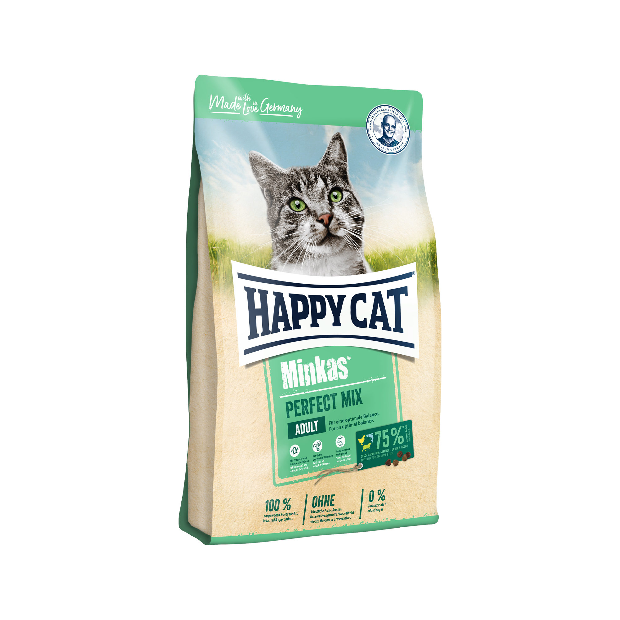 Happy Cat Minkas Perfect Mix Adult Katzenfutter - Geflügel, Lamm & Fisch - 10 kg