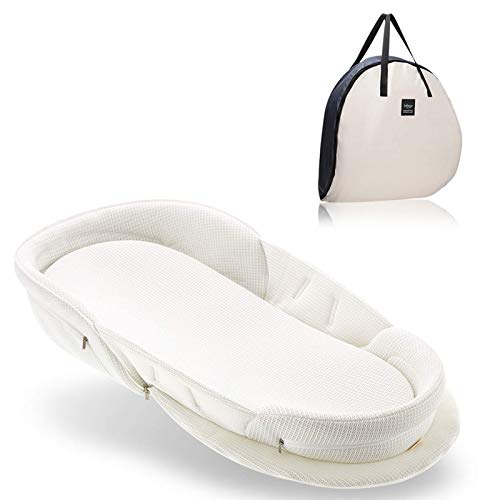 Bebamour Babybett Faltbare Wiege für das Bett Bionic Reisebett Womb-Like Protector Baby Kuschelnest Bett Babyschlafsack für 0-36 Monate (Weiß)