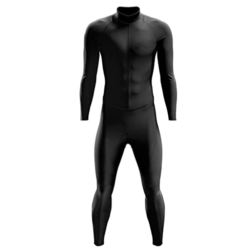 Herren Jersey Triathlon Set Triathlon Skinsuit Langarm Langarm Hülse Hosen Einteiler Geschwindigkeitsanzug Pro Team Uniform MTB. Passen GEL Pad (Color : A, Size : 5X-Large)