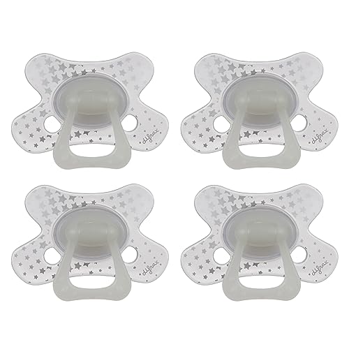Difrax Leuchten im Dunkeln Schnuller - Set von 4 - für Kinder ab 20 Monaten - natürlicher Sauger in Schmetterlingsform, Silikon-Saugteil, BPA-frei & zahnschonend.