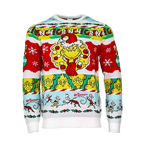 numskull Unisex Grinch Offizieller The Strickpullover Weihnachtspullover groß – Ugly Novelty Christmas Sweater Geschenk, L
