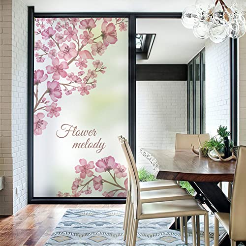 Fensterfolie Sichtschuzfolie Dekorfolie Privatsphäre Matte Folie Mit Rosa Blüten,70x200cm