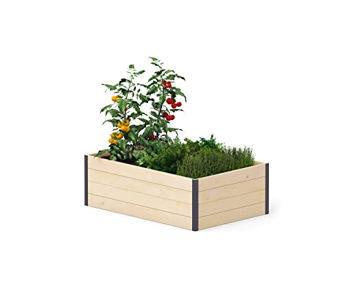 Upyard GardenBox Modern - modernes Hochbeet aus Holz - ergonomisches Hochbeet für Terrasse und Garten - Pflanzkasten für Gemüse und Kräuter, 120x80x40, Naturholz