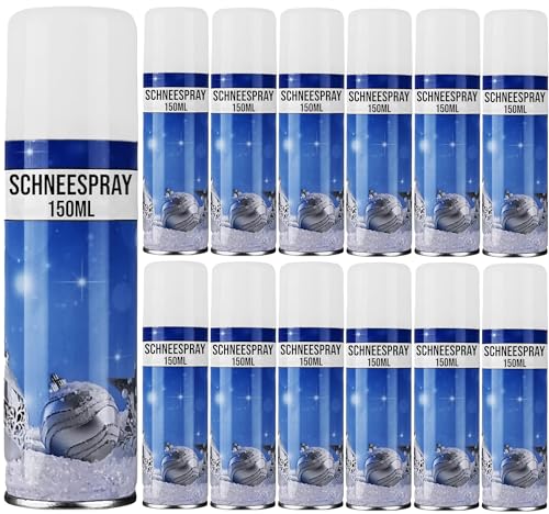 My-goodbuy24 12 x Kunstschnee - Spraydose 150ml mit Dekoschnee - Schneespray zum Dekorieren zu Weihnachten - Fensterspray Spühschnee - Künstlicher Schnee für die Fenster