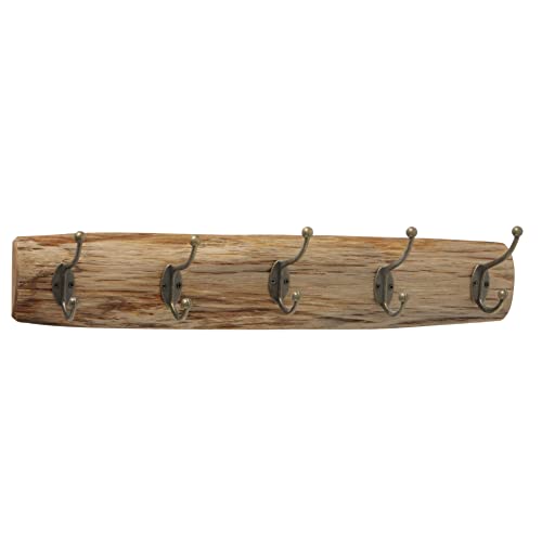 mucHome Garderobenleiste ca. 55cm Natur Eiche Holz mit 5 Kleiderhaken