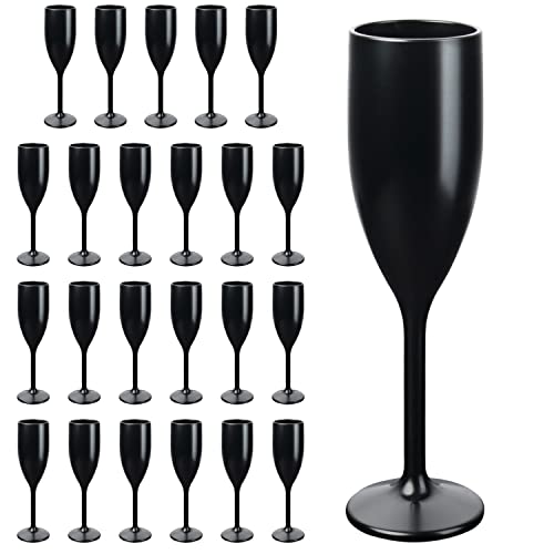 Schramm® Mehrweg Sektgläser in schwarz wählbar 6, 12, 24 oder 48 Stück 150 ml Champagner Glas Sektflöten Sektkelch Stielglas Champagner Gläser Fassungsvermögen, Größe:24 Stück