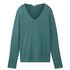 TOM TAILOR Damen Pullover mit V-Ausschnitt, grün, Uni, Gr. XXL