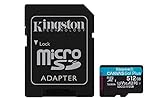 Kingston Canvas Go! Plus microSD Speicherkarte Klasse 10, UHS-I 512GB microSDXC 170R A2 U3 V30 Speicherkarte + Adapter