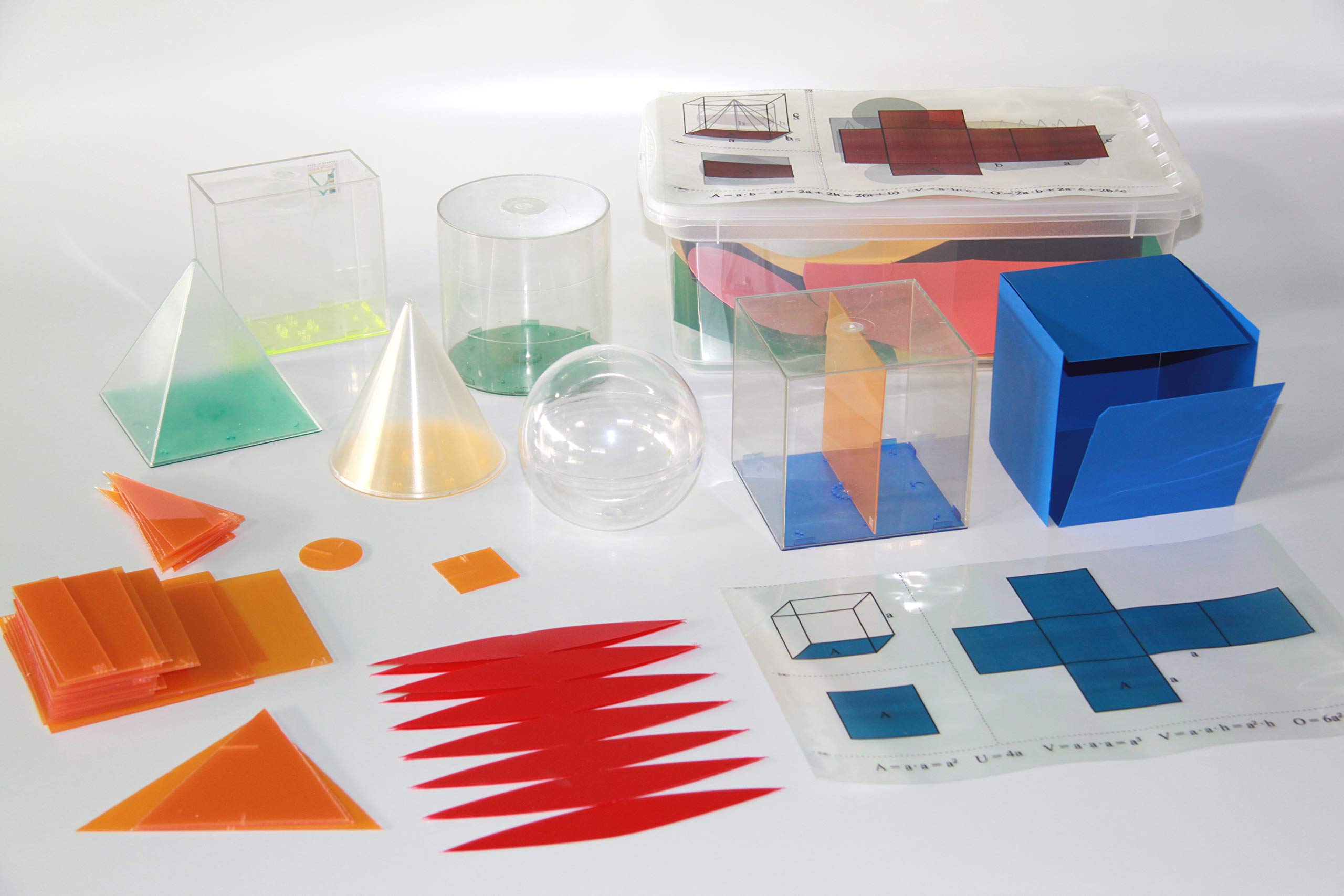 WISSNER® aktiv lernen - 6 Geometriekörper mit Netz, Schnitten und Formelsammlung - RE-Plastic®