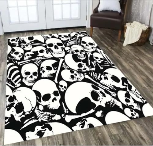 IZREEL Skull Horror Serie Teppich Wohnzimmer Wohnkultur Sofa Tisch Teppich Anti Rutsch Stuhl Kissen Lounge Matte Neujahr Teppich 60X90Cm