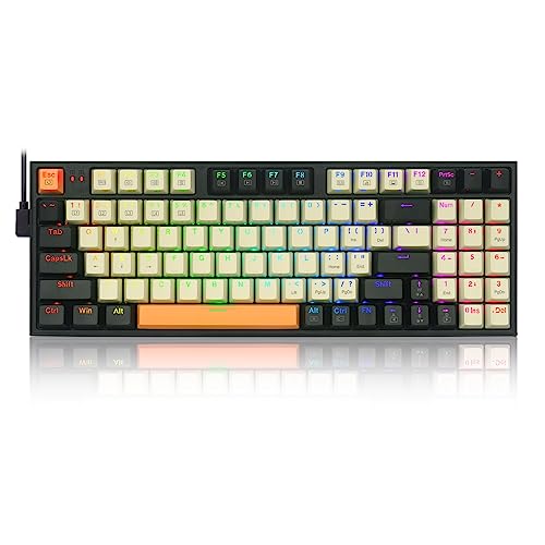Redragon Mechanische Gaming-Tastatur, kabelgebundene mechanische Tastatur mit RGB-Hintergrundbeleuchtung, 94 Tasten, kompakte Tastatur mechanisch für PC Mac iPad, K636