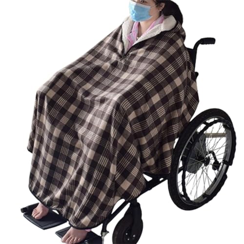 BYLUM Rollstuhl Poncho, Warmer kuschelig weich tragbare Bequeme Fleecedecke Regenmantel für Patienten Wärmeüberzug, Beinschutz Universalgröße