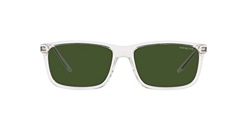 ARNETTE Nosy An4305 Rechteckige Sonnenbrille für Herren, Kristall/Dunkelgrün, 58 mm
