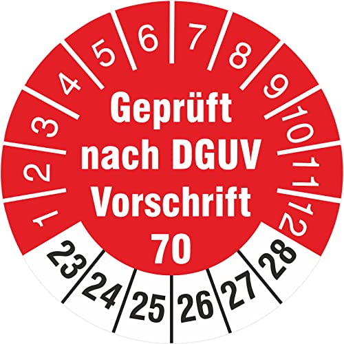 1000 Stück Prüfetiketten 30 mm geprüft DGUV Information Vorschrift 70 Fahrzeuge UVV 2023-2028 Prüfplaketten