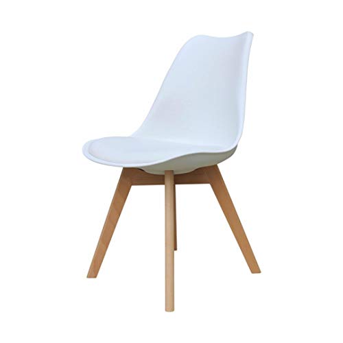 Zons Alba Stuhl aus Polypropylen, weiß, Füße aus Holz, skandinavischer Stil, 2 Stück