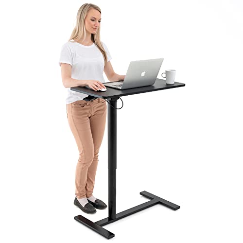 Tatkraft Bliss Airlift Pneumatischer Sitz-Steh Laptoptisch mit Rädern, Höhenverstellbar 74-115 cm Mühelose Gaslift-Regelung, große Tischplatte Geeignet bis 19” Laptops mit Maus, Robust und Stilvoll