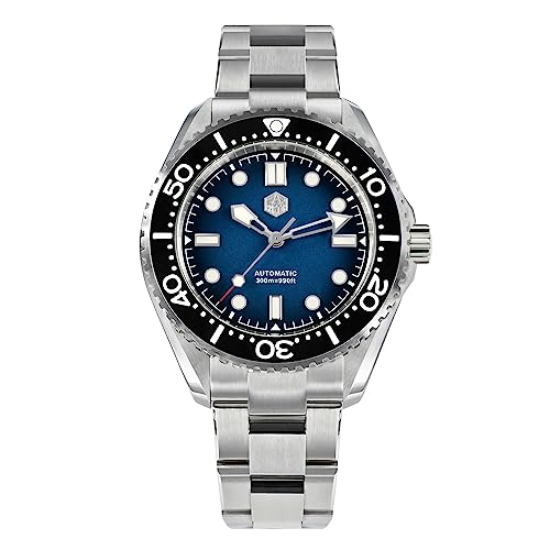SAAKO San Martin aktualisiert Wasserdichte Uhren Uhren Henh35 Automatische mechanische Uhren, blau