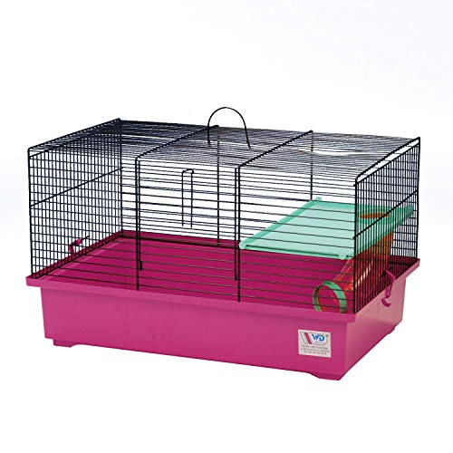 decorwelt Hamsterkäfige Pink Außenmaße 49x32,5x29 Nagerkäfig Hamster Plastik Kleintier Käfig mit Zubehör