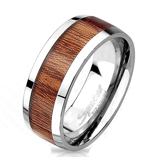 Bungsa 67 (21.3) Titan Ring mit edlem braunem Holz Mittelring für Damen und Herren