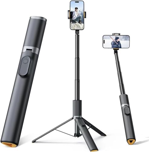 Moman IST01 Selfie Stick Stativ, 153cm Aluminium Handy Stativ Tragbar Stativ Handyhalter Selfie Stange für Smartphones, All in 1 Selfiestick