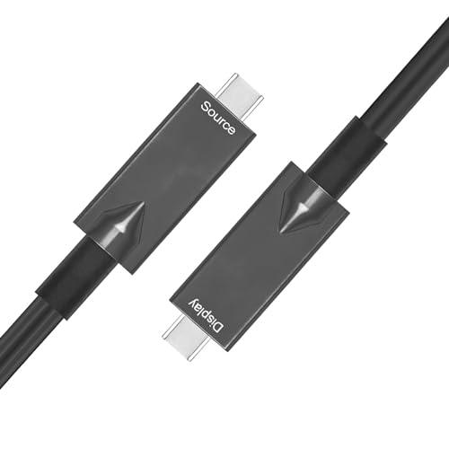 KabelDirekt – USB-C-Kabel, aktiv & optisch – 7,5 m (USB 3.2 Gen2 für bis zu 10 Gbit/s, verlustfreie Übertragung per AOC-Lichtwellenleiter, 4K-DP-Monitorkabel und 60-W-Ladekabel, USB-C auf USB-C)