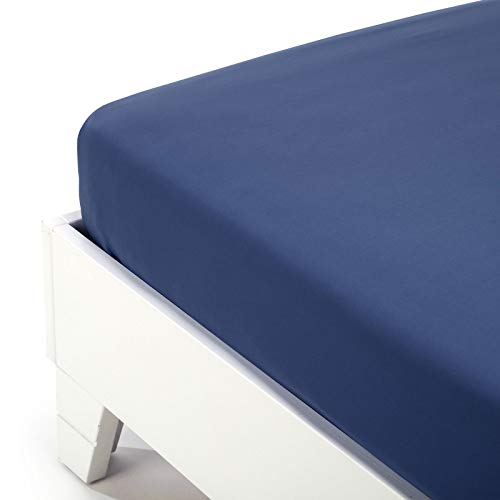 Caleffi Baumwolle einfarbig Bettlaken, blau, Einzelbett