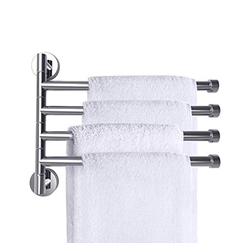 PHOEWON Drehung Handtuchhalter mit 4 Schwing Armen 180°Edelstahl Handtuchstangen bad Handtuchhaken Chrom, Schwenkbar