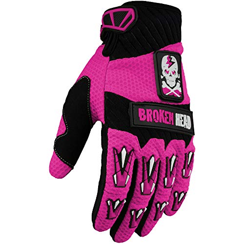 Broken Head MX-Handschuhe Faustschlag - Motorrad-Handschuhe Für Motocross, Enduro, Mountainbike - Pink - Größe XS