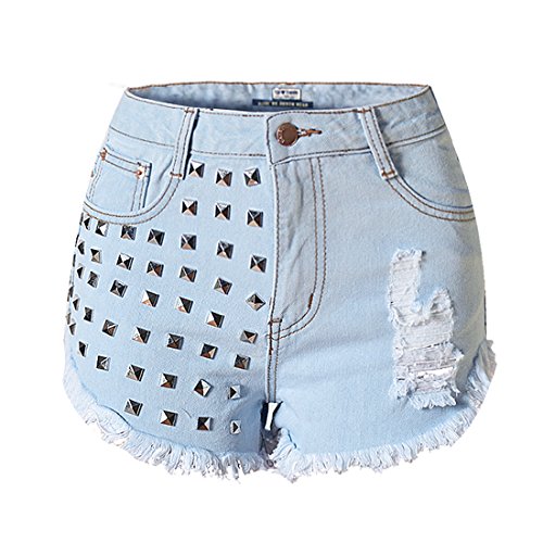 DorkasDE Damen Hotpants Jeans Shorts Kurze Denim Hosen Fransen Verarbeiten Mädchen Shorts mit Quaste