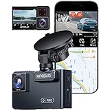 Kingslim D1 pro 4K Dashcam mit GPS WiFi– Dual Autokamera Vorne Innen 1080P Infrarot Nachtsicht, 170° Weitwinkelobjektiv, Parküberwachung und G-Sensor, Max 128 GB