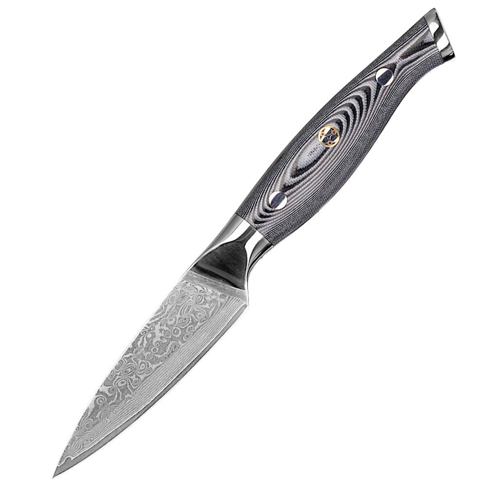 Wolfcut Damascus Schälmesser 8,5 cm 67 Lagigen Damaszener Stahl mit Geschenkbox