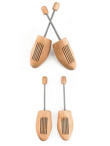 JHKJ Schuhspanner mit Spiralfeder, aus Holz, ausgezeichnete Feuchtigkeitsaufnahme, Shoe Stretcher Shaper, Unisex (1 Paar),2pairs,43/44