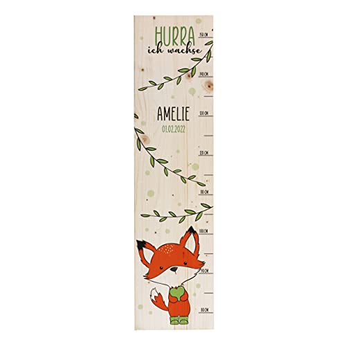 Striefchen® Messlatte für Kinder mit tollen Fantasie-Motiven, Holz, personalisiert Roter Fuchs