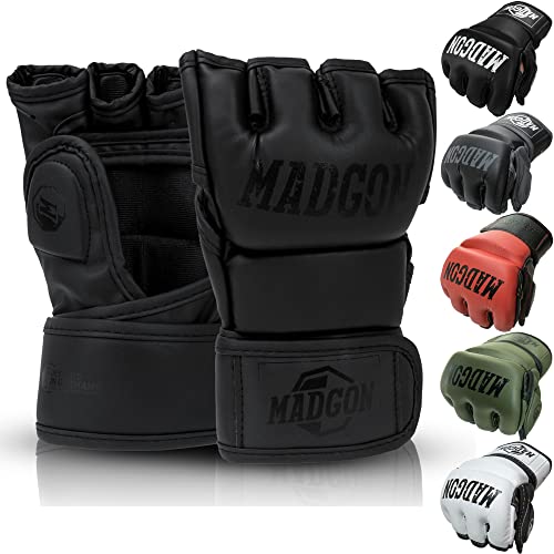 Martial MMA Handschuhe mit hochwertiger Polsterung! Boxhandschuhe für hohe Stabilität im Handgelenk. Freefight Gloves mit Langer Haltbarkeit für Kampfsport, Boxen, Kickboxen, Sparring inkl Beutel!